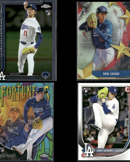 Roki Sasaki Los Angeles Dodgers Baseball 4-Card Lot Topps EX