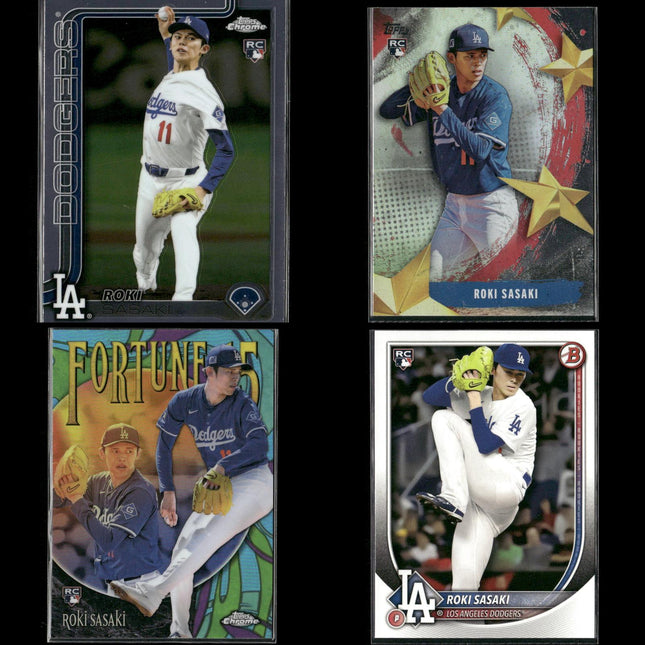 Roki Sasaki Los Angeles Dodgers Baseball 4-Card Lot Topps EX