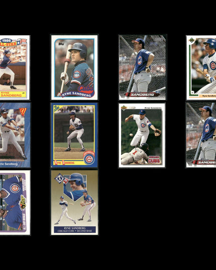 Ryne Sandberg Chicago Cubs Baseball 10-Card Lot Topps EX