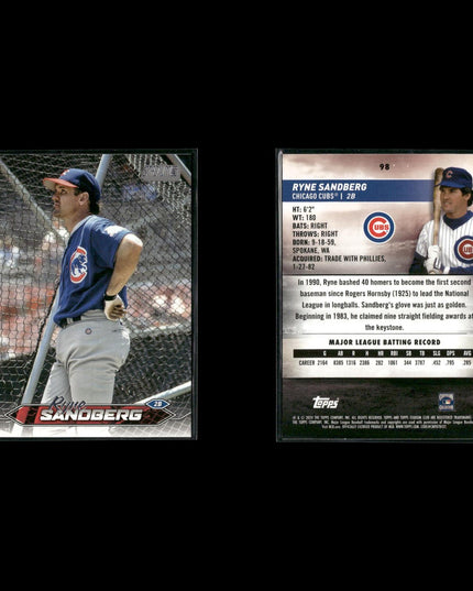 Ryne Sandberg Chicago Cubs Baseball 10-Card Lot Topps EX