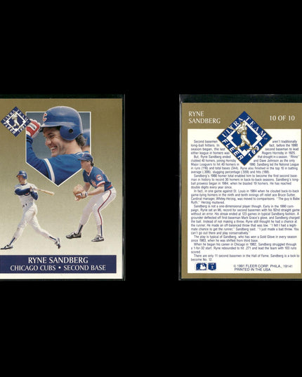 Ryne Sandberg Chicago Cubs Baseball 10-Card Lot Topps EX