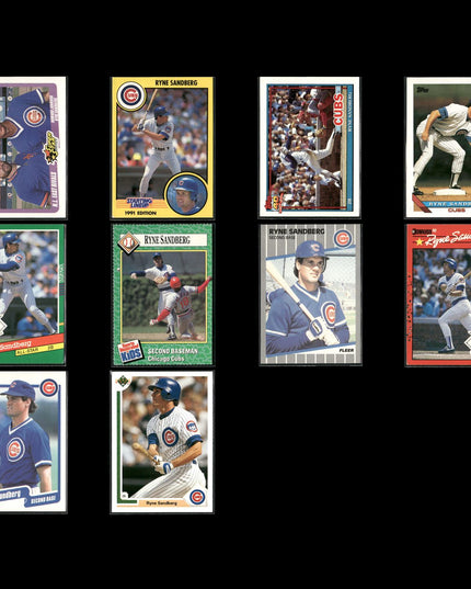 Ryne Sandberg Chicago Cubs Baseball 10-Card Lot Topps EX