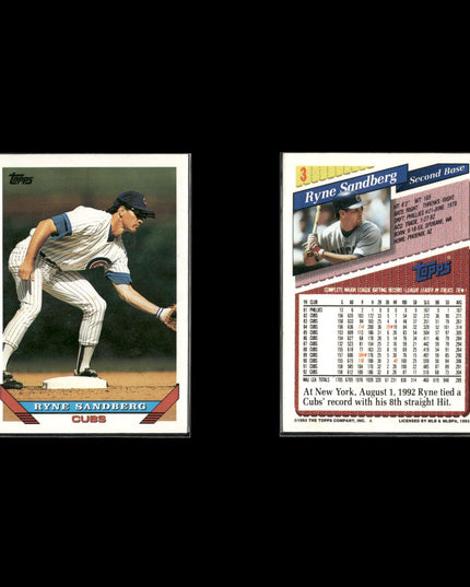 Ryne Sandberg Chicago Cubs Baseball 10-Card Lot Topps EX