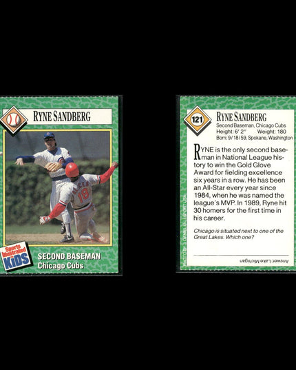 Ryne Sandberg Chicago Cubs Baseball 10-Card Lot Topps EX