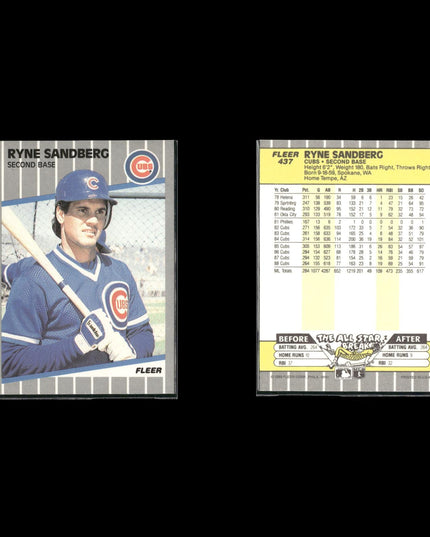 Ryne Sandberg Chicago Cubs Baseball 10-Card Lot Topps EX