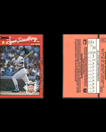 Ryne Sandberg Chicago Cubs Baseball 10-Card Lot Topps EX