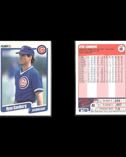 Ryne Sandberg Chicago Cubs Baseball 10-Card Lot Topps EX