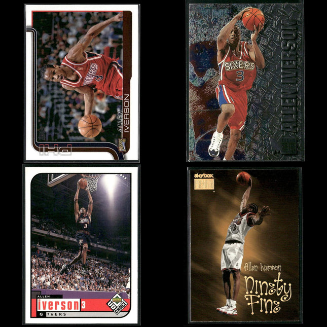 Allen Iverson Philadelphia 76ers Basketball 4-Card Lot Upper Deck EX