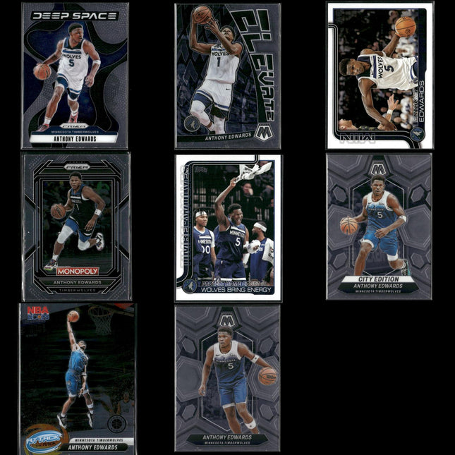 Anthony Edwards Minnesota Timberwolves Basketball 8-Card Lot Panini EX