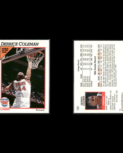 Derrick Coleman New Jersey Nets Basketball 4-Card Lot NBA Hoops EX