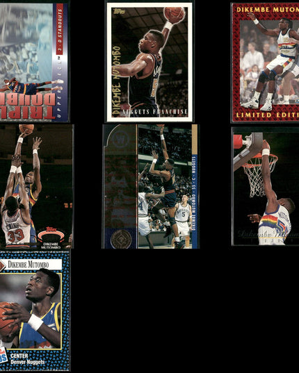 Dikembe Mutombo Denver Nuggets Basketball 7-Card Lot NBA Hoops EX