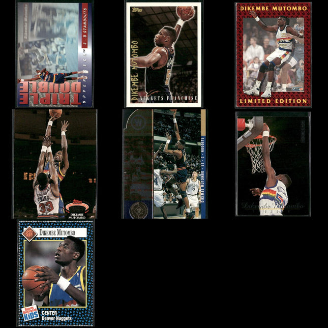 Dikembe Mutombo Denver Nuggets Basketball 7-Card Lot NBA Hoops EX
