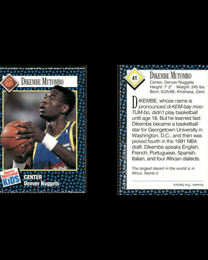 Dikembe Mutombo Denver Nuggets Basketball 7-Card Lot NBA Hoops EX