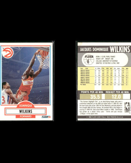 Dominique Wilkins Atlanta Hawks Basketball 11-Card Lot NBA Hoops EX