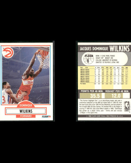 Dominique Wilkins Atlanta Hawks Basketball 11-Card Lot NBA Hoops EX