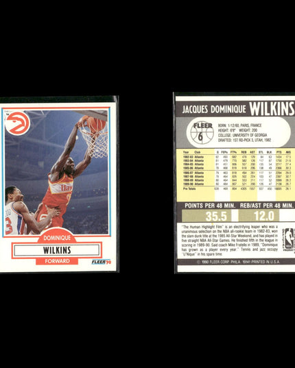 Dominique Wilkins Atlanta Hawks Basketball 11-Card Lot NBA Hoops EX