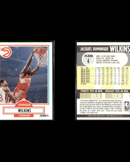 Dominique Wilkins Atlanta Hawks Basketball 11-Card Lot NBA Hoops EX