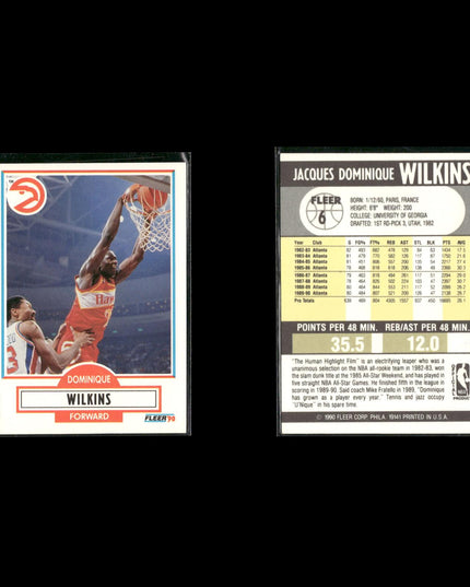 Dominique Wilkins Atlanta Hawks Basketball 11-Card Lot NBA Hoops EX