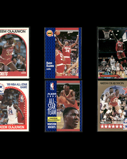 Hakeem Olajuwon Houston Rockets Basketball 6-Card Lot NBA Hoops EX