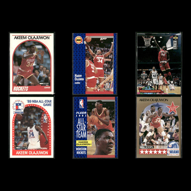 Hakeem Olajuwon Houston Rockets Basketball 6-Card Lot NBA Hoops EX
