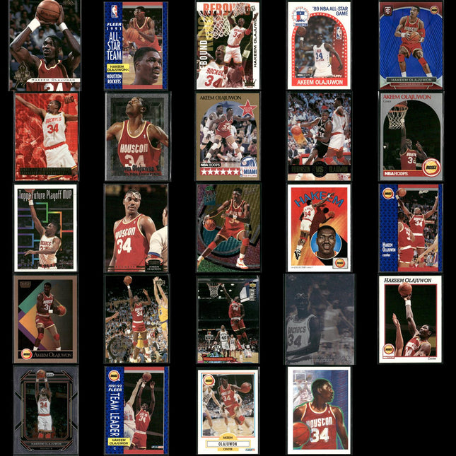 Hakeem Olajuwon Houston Rockets Basketball 24-Card Lot NBA Hoops EX