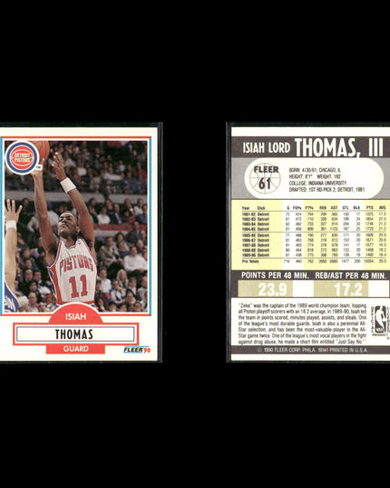 Isiah Thomas Detroit Pistons Basketball 12-Card Lot NBA Hoops EX