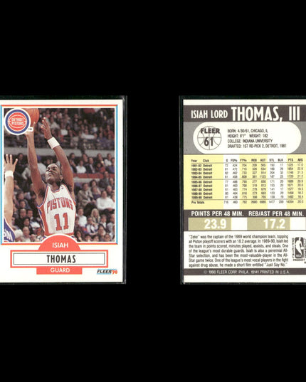 Isiah Thomas Detroit Pistons Basketball 12-Card Lot NBA Hoops EX