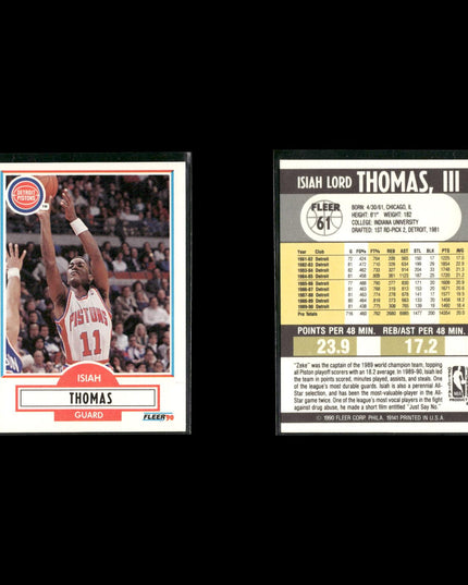 Isiah Thomas Detroit Pistons Basketball 12-Card Lot NBA Hoops EX