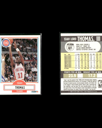 Isiah Thomas Detroit Pistons Basketball 12-Card Lot NBA Hoops EX