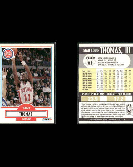 Isiah Thomas Detroit Pistons Basketball 12-Card Lot NBA Hoops EX