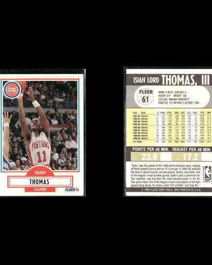 Isiah Thomas Detroit Pistons Basketball 12-Card Lot NBA Hoops EX