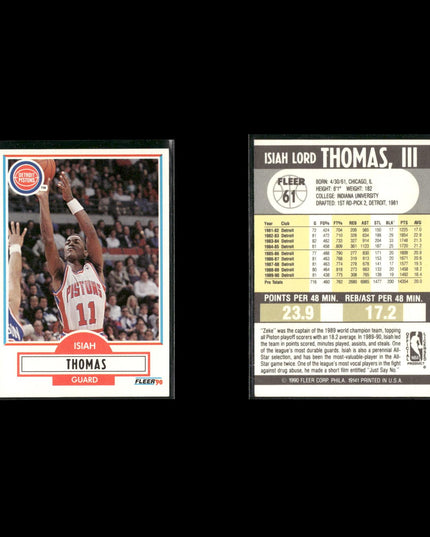 Isiah Thomas Detroit Pistons Basketball 12-Card Lot NBA Hoops EX