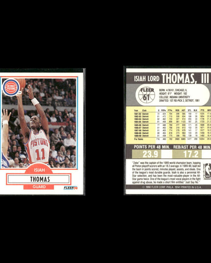 Isiah Thomas Detroit Pistons Basketball 12-Card Lot NBA Hoops EX