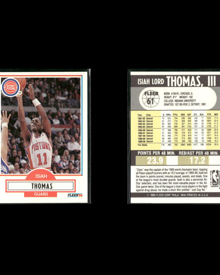 Isiah Thomas Detroit Pistons Basketball 12-Card Lot NBA Hoops EX