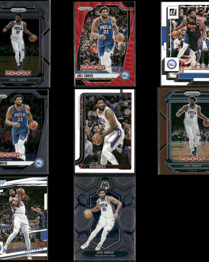 Joel Embiid Philadelphia 76ers Basketball 8-Card Lot Panini EX
