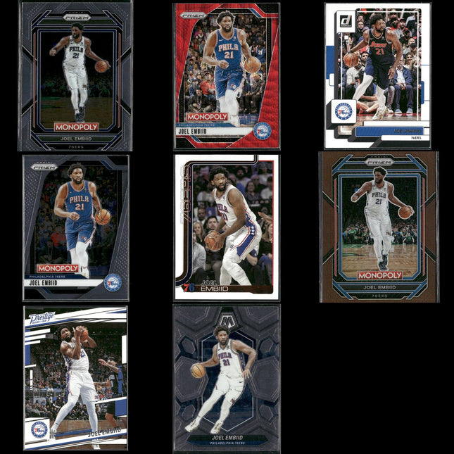 Joel Embiid Philadelphia 76ers Basketball 8-Card Lot Panini EX
