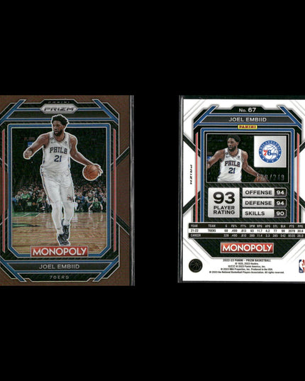 Joel Embiid Philadelphia 76ers Basketball 8-Card Lot Panini EX