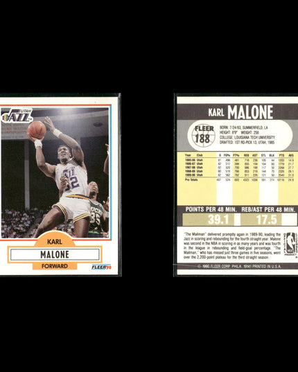 Karl Malone Utah Jazz Basketball 12-Card Lot NBA Hoops EX