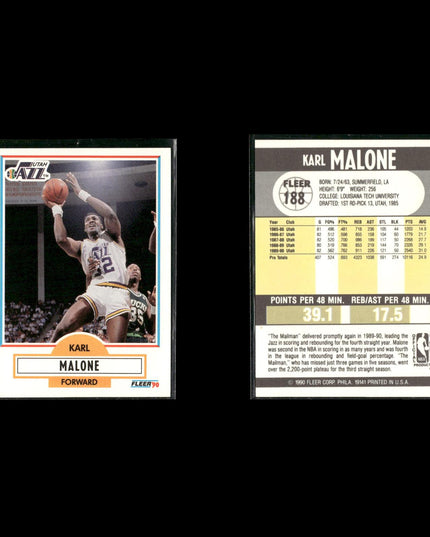 Karl Malone Utah Jazz Basketball 12-Card Lot NBA Hoops EX