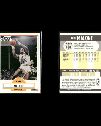 Karl Malone Utah Jazz Basketball 12-Card Lot NBA Hoops EX