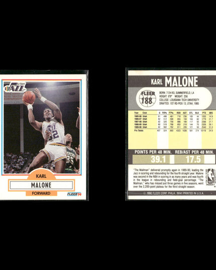 Karl Malone Utah Jazz Basketball 12-Card Lot NBA Hoops EX
