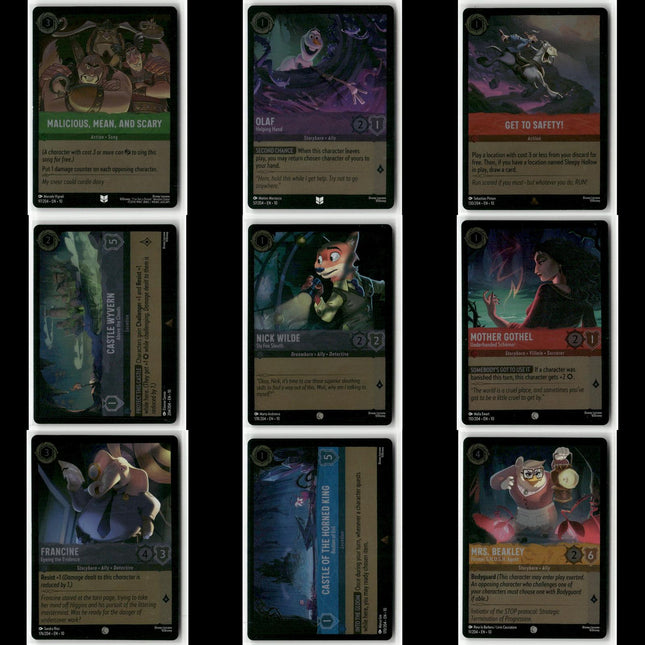 9-Card Disney Lorcana Lot – Whispers in the Well – All Foils