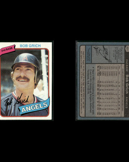 California Angels 1980 Topps Baseball 33-Card Lot Topps VG