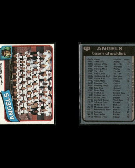 California Angels 1980 Topps Baseball 33-Card Lot Topps VG