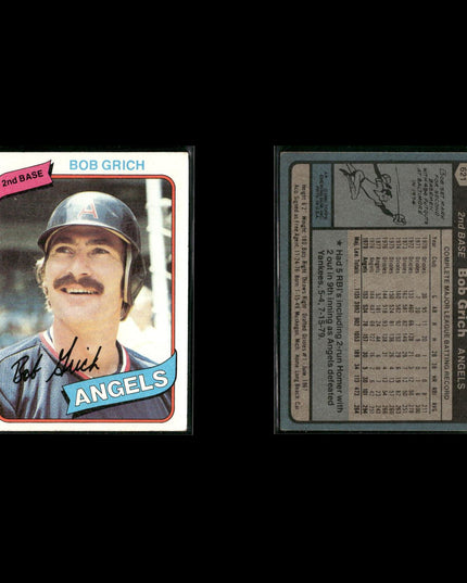 California Angels 1980 Topps Baseball 33-Card Lot Topps VG