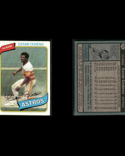 Houston Astros 1980 Topps Baseball 31-Card Lot Topps VG
