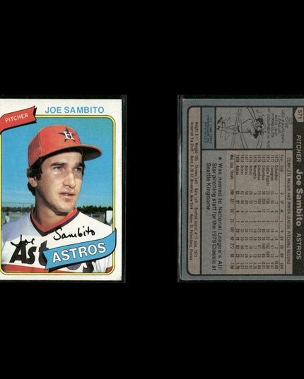 Houston Astros 1980 Topps Baseball 31-Card Lot Topps VG