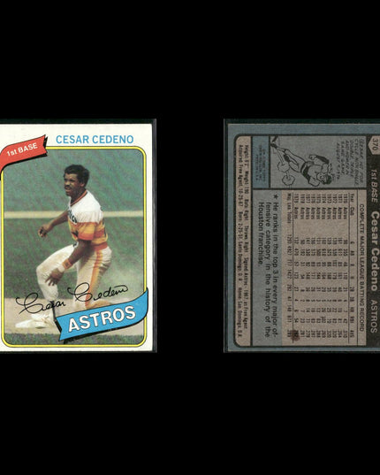 Houston Astros 1980 Topps Baseball 31-Card Lot Topps VG