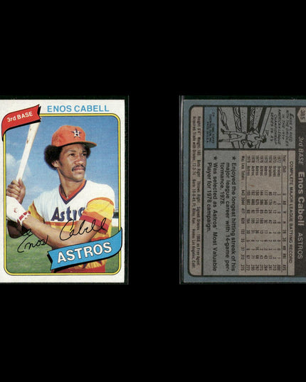 Houston Astros 1980 Topps Baseball 31-Card Lot Topps VG
