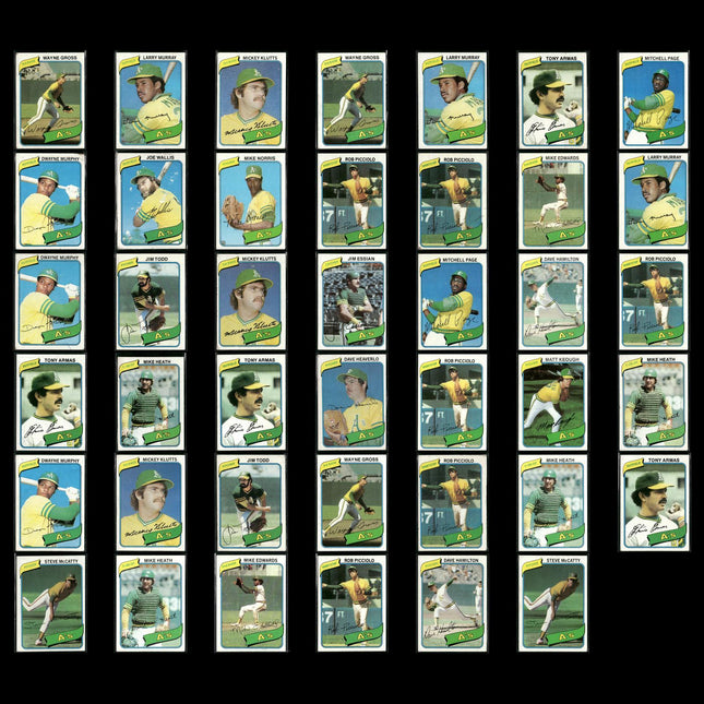 Oakland Athletics 1980 Topps Baseball 41-Card Lot Topps VG